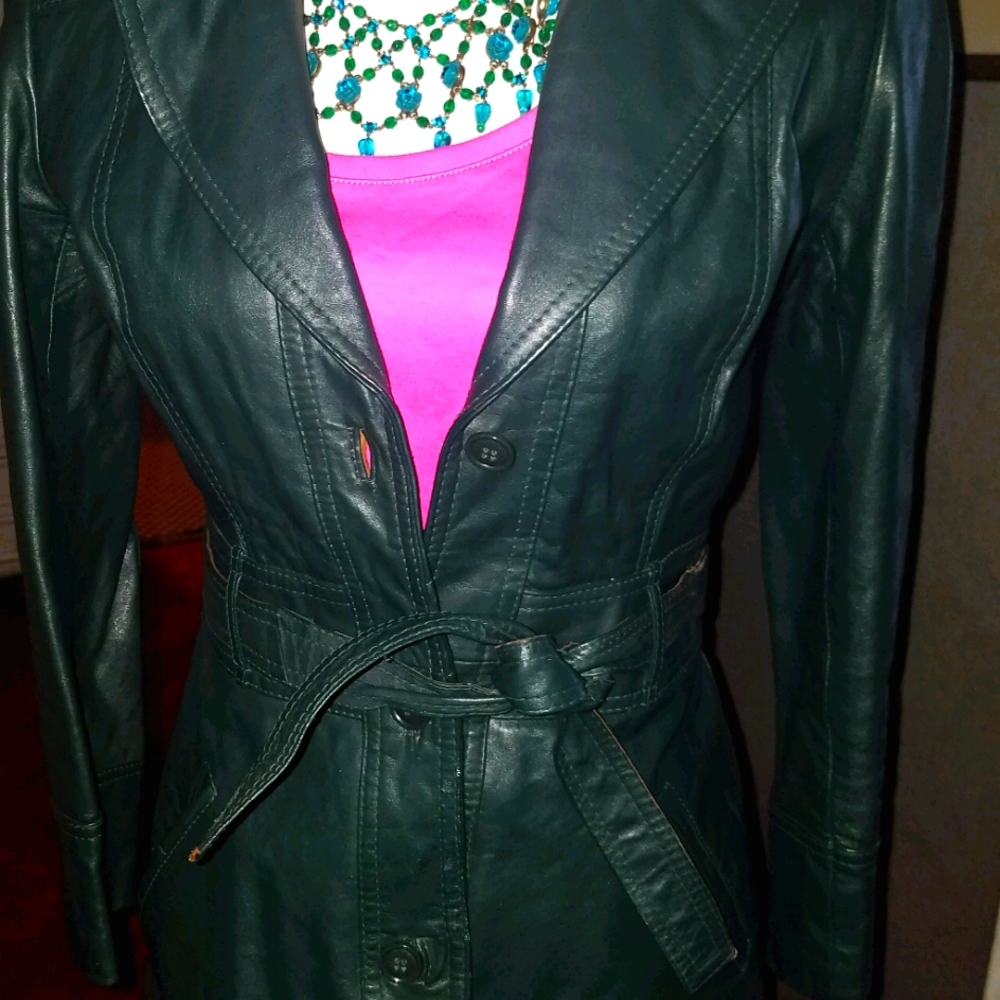 1970's Vintage Green leather jacket